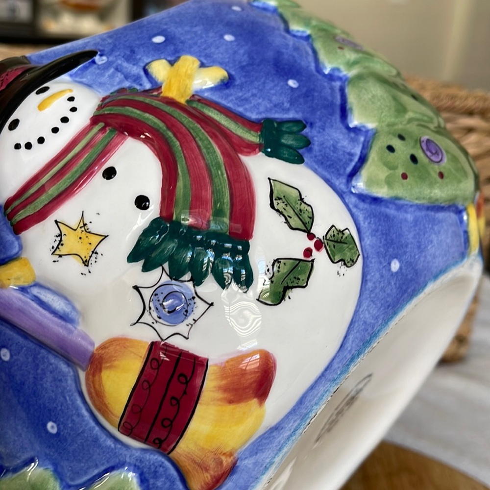 New In Box Sango Sweet Shoppe Christmas Serving Centerpiece Bowl Snowman - Picture 7 of 9